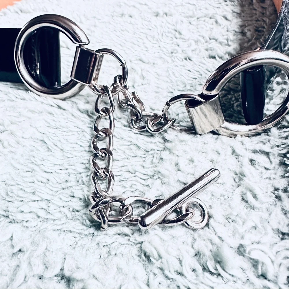 Annabella by Another Line Black Leather with Silver Chain Belt Adjustable size.